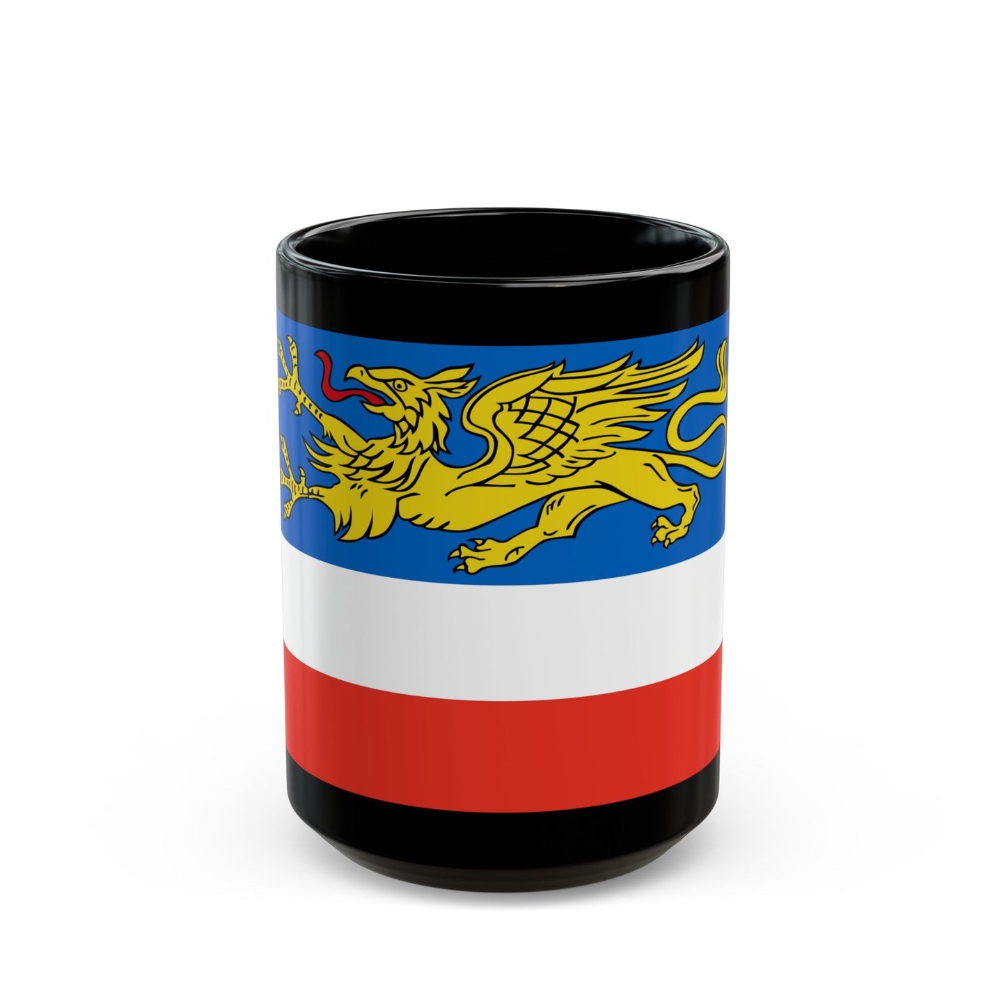 Flag of Rostock 2 Germany - Black Coffee Mug-15oz-The Sticker Space