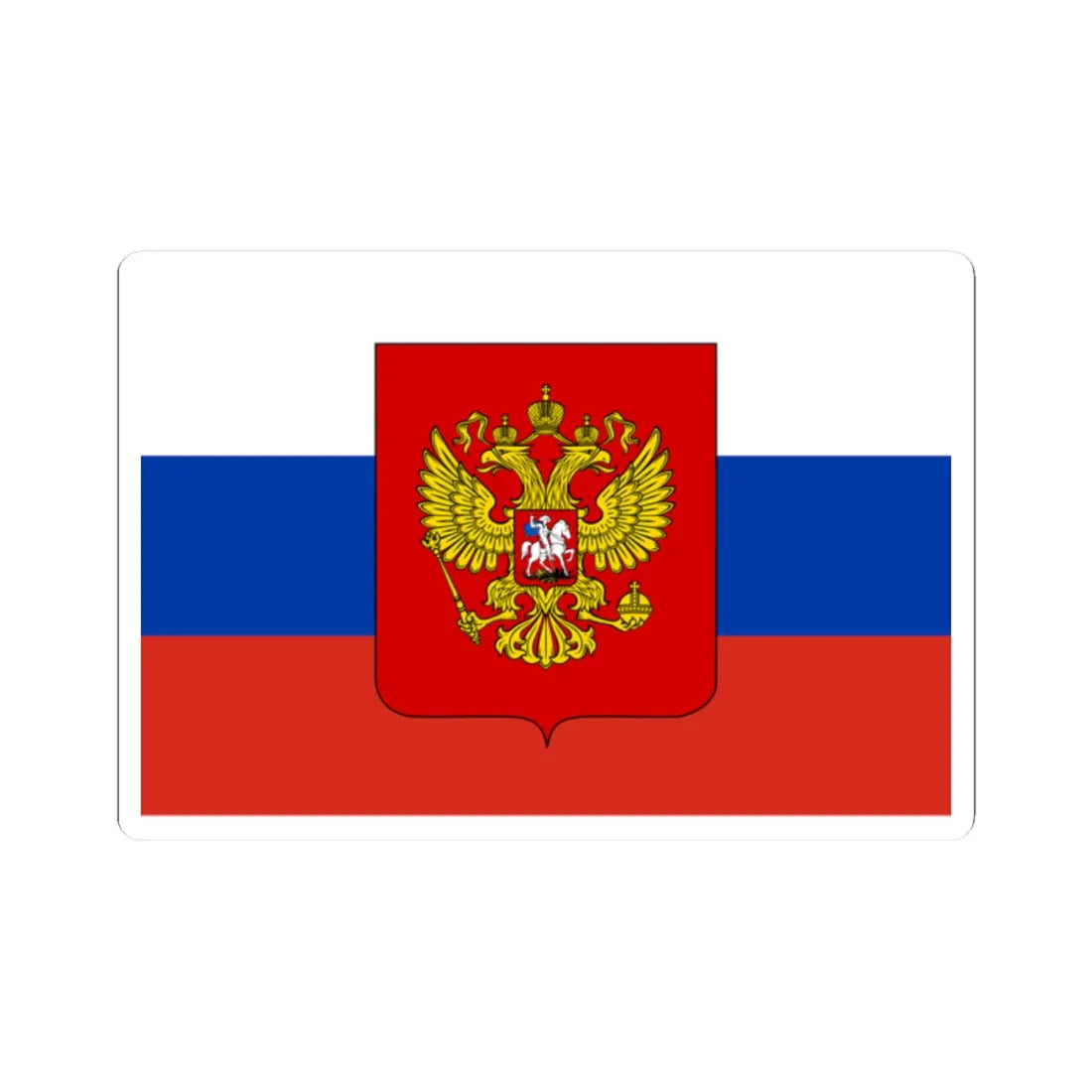 Flag of Russia with coat of arms (Russia) STICKER Vinyl Kiss-Cut Decal 2 Inch White - The Sticker Space