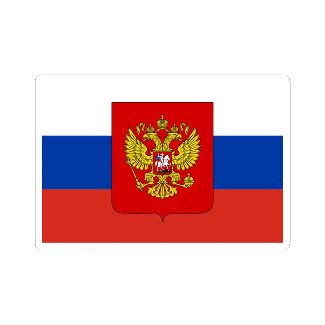Flag of Russia with coat of arms (Russia) STICKER Vinyl Kiss-Cut Decal 3 Inch White - The Sticker Space