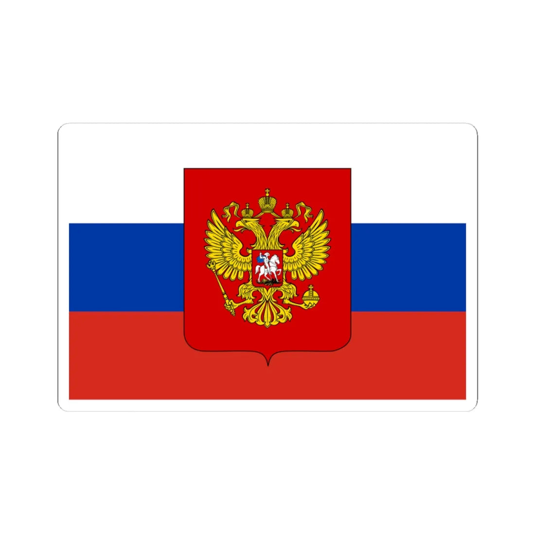 Flag of Russia with coat of arms (Russia) STICKER Vinyl Kiss-Cut Decal 4 Inch White - The Sticker Space