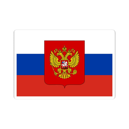 Flag of Russia with coat of arms (Russia) STICKER Vinyl Kiss-Cut Decal 4 Inch White - The Sticker Space