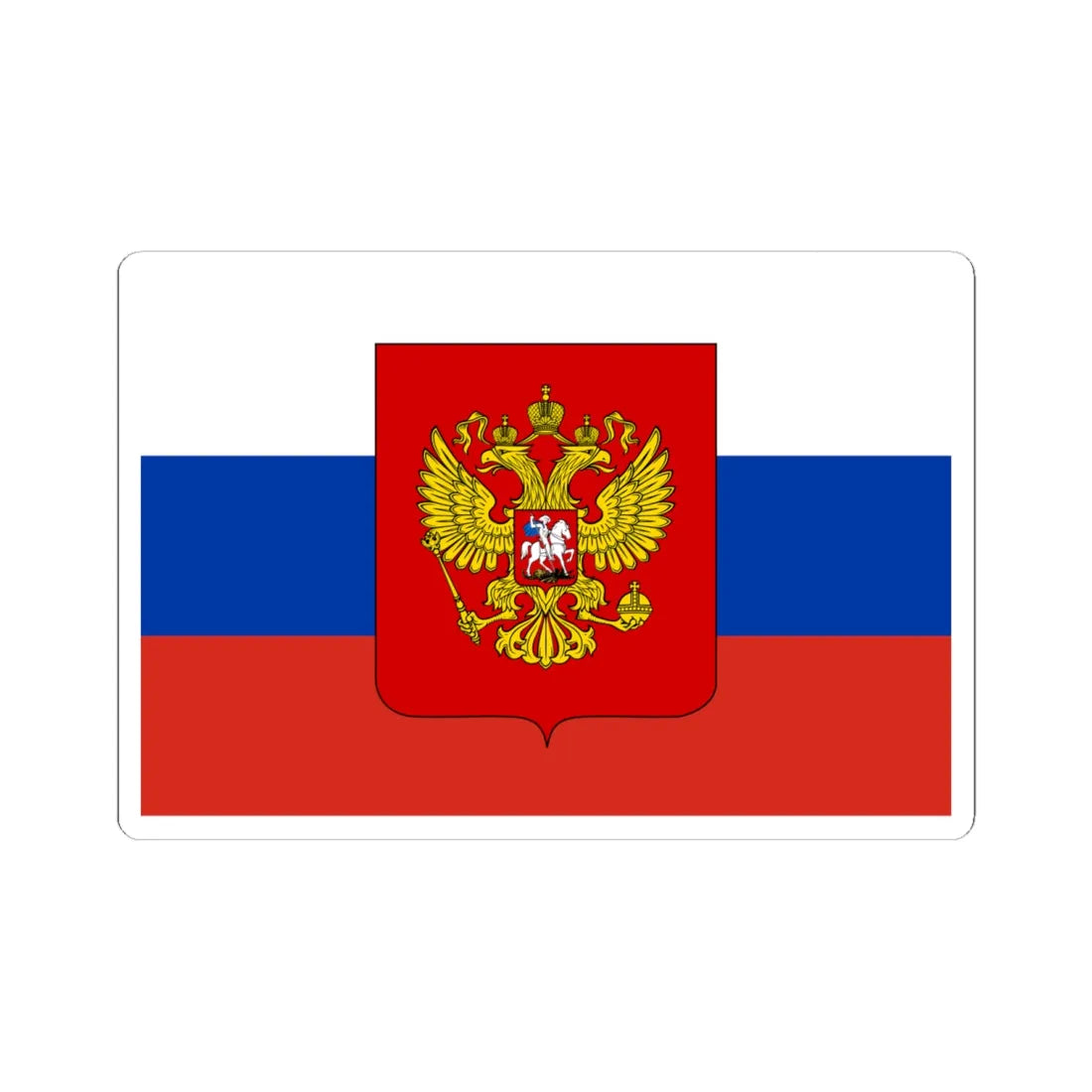 Flag of Russia with coat of arms (Russia) STICKER Vinyl Kiss-Cut Decal 6 Inch White - The Sticker Space