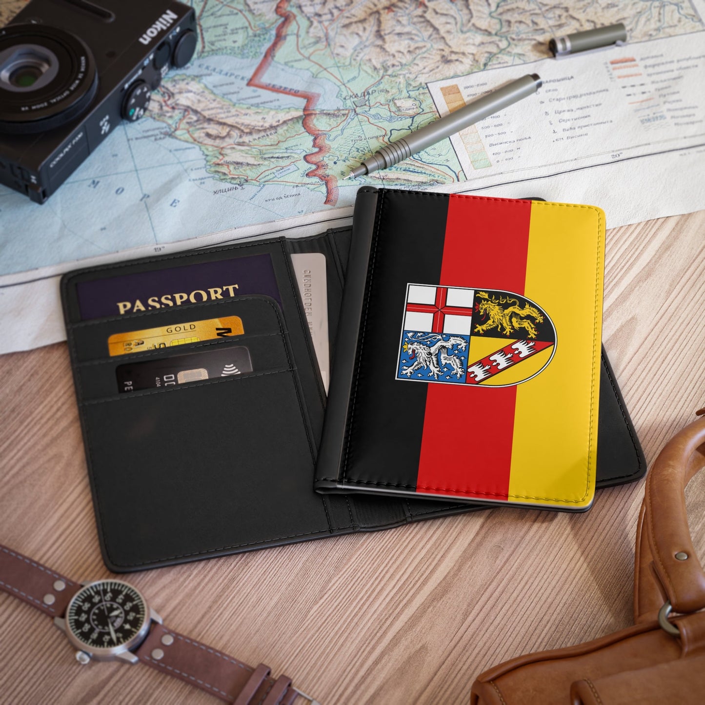 Flag of Saarland Germany - Passport Holder