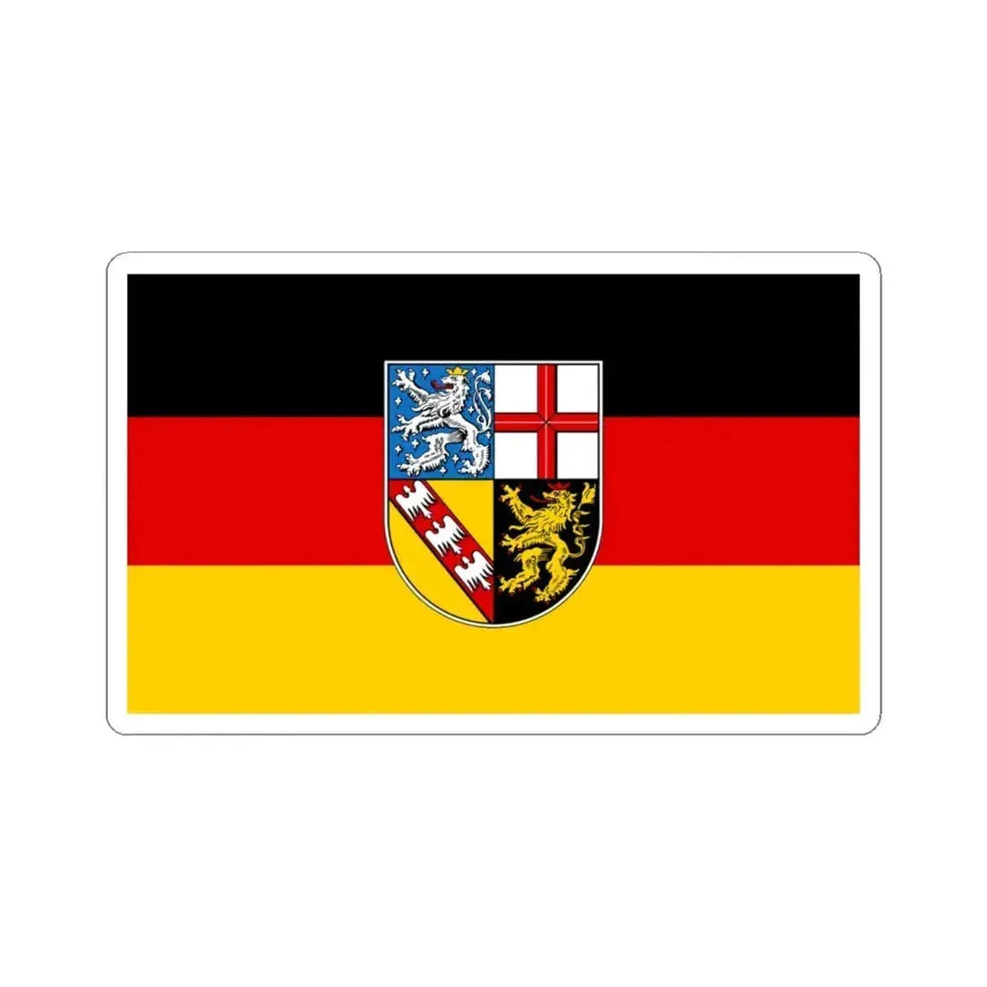 Flag of Saarland Germany - STICKER Vinyl Kiss-Cut Decal 4 Inch White - The Sticker Space