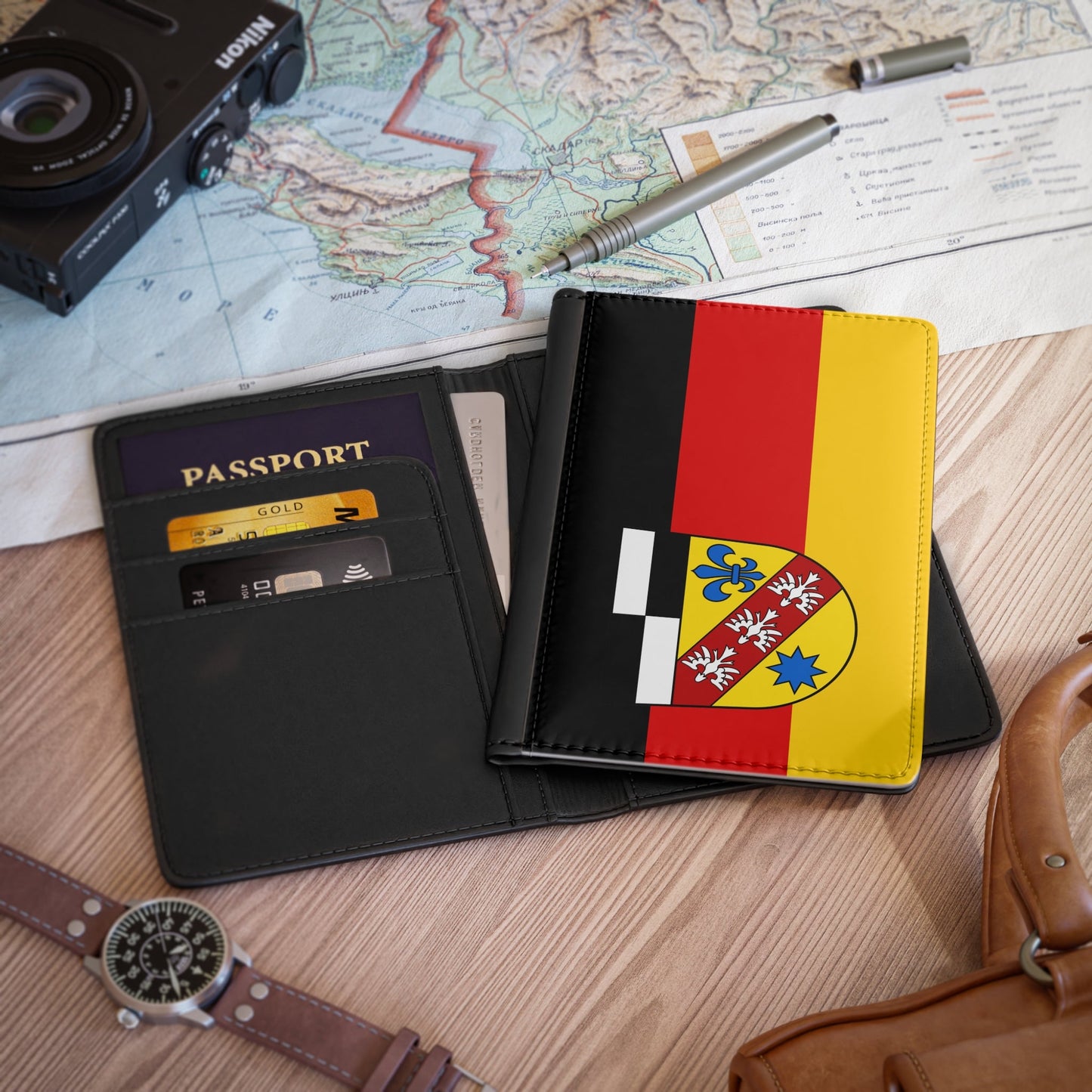 Flag of Saarlouis Germany - Passport Holder