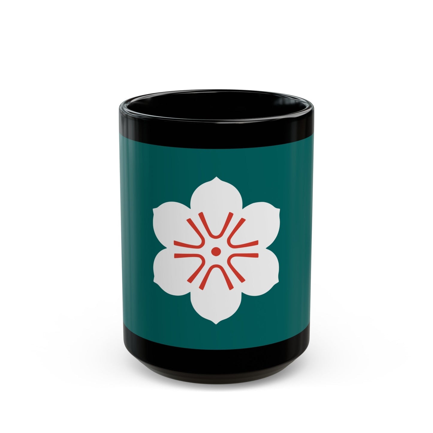 Flag of Saga Prefecture Japan - Black Coffee Mug-15oz-The Sticker Space