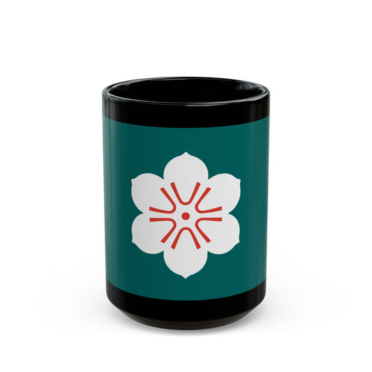 Flag of Saga Prefecture Japan - Black Coffee Mug-15oz-The Sticker Space