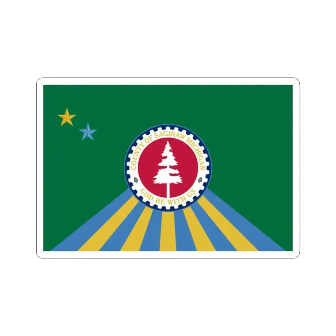 Flag of Saginaw County Michigan (United States) STICKER Vinyl Kiss-Cut Decal 2 Inch White - The Sticker Space