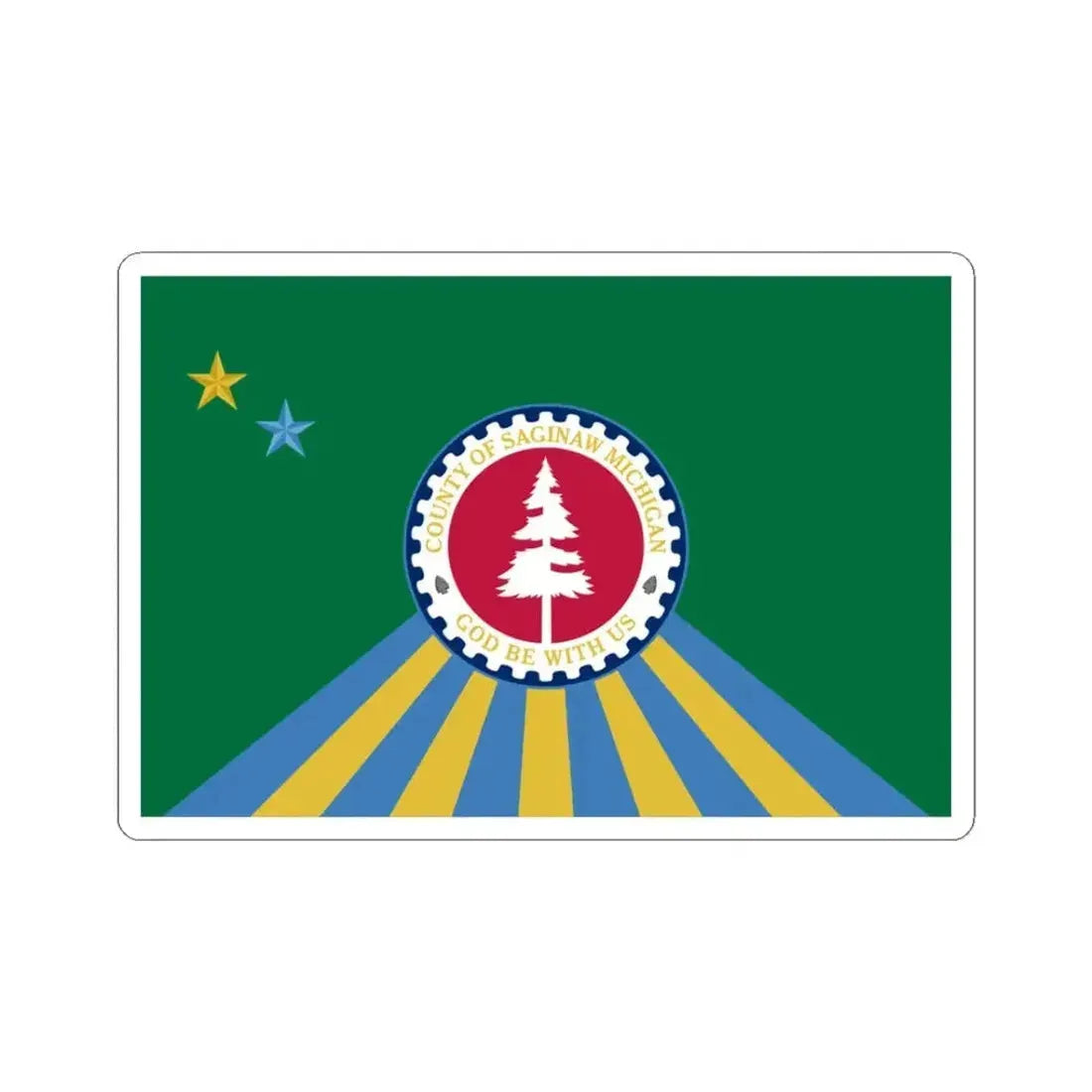 Flag of Saginaw County Michigan (United States) STICKER Vinyl Kiss-Cut Decal 3 Inch White - The Sticker Space