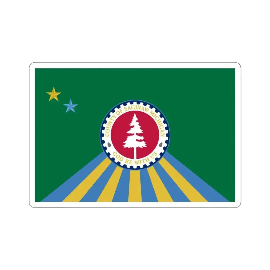 Flag of Saginaw County Michigan (United States) STICKER Vinyl Kiss-Cut Decal 4 Inch White - The Sticker Space