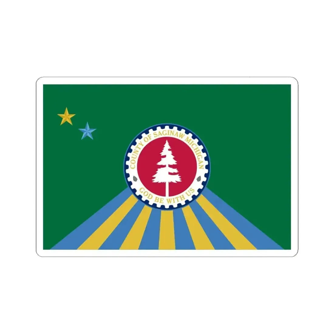 Flag of Saginaw County Michigan (United States) STICKER Vinyl Kiss-Cut Decal 6 Inch White - The Sticker Space