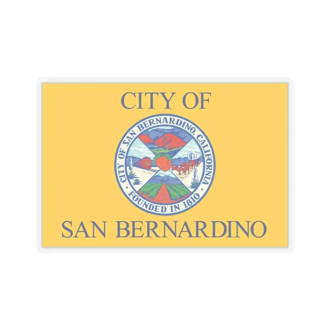 Flag of San Bernardino, California - STICKER Vinyl Kiss-Cut Decal 4 Inch Transparent - The Sticker Space