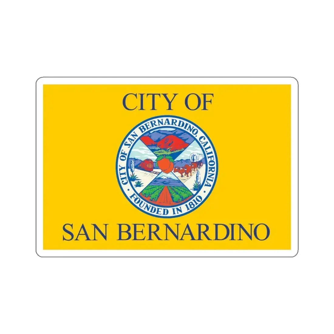 Flag of San Bernardino, California - STICKER Vinyl Kiss-Cut Decal 4 Inch White - The Sticker Space