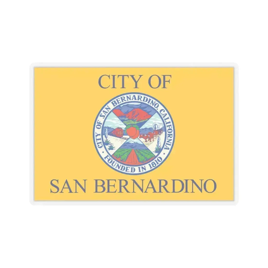 Flag of San Bernardino, California - STICKER Vinyl Kiss-Cut Decal 6 Inch Transparent - The Sticker Space