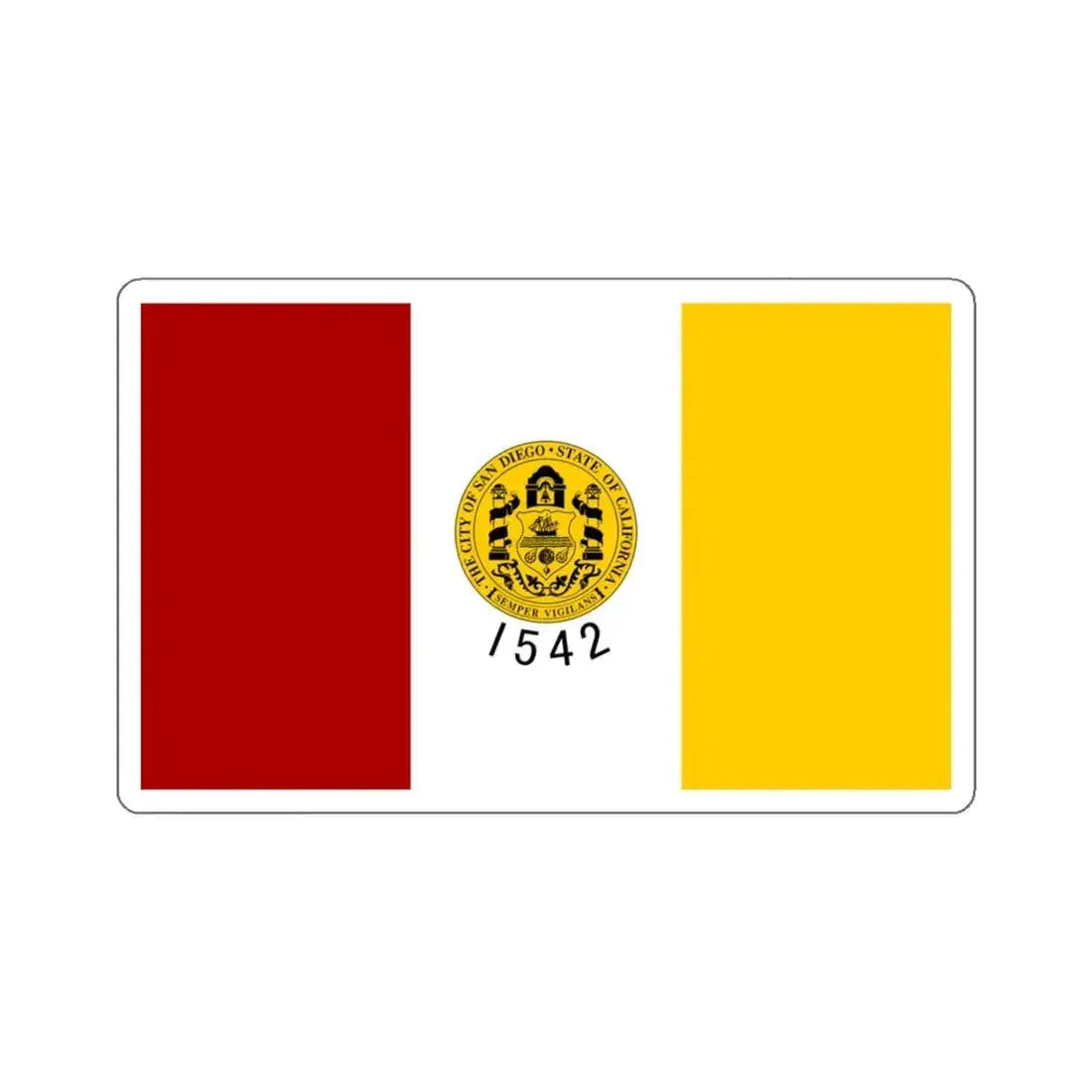 Flag of San Diego, California - STICKER Vinyl Kiss-Cut Decal 4 Inch White - The Sticker Space