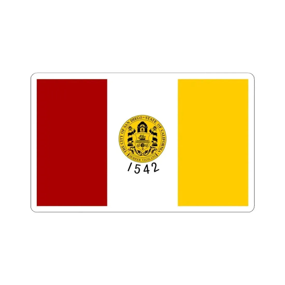 Flag of San Diego California (United States) STICKER Vinyl Kiss-Cut Decal 4 Inch White - The Sticker Space