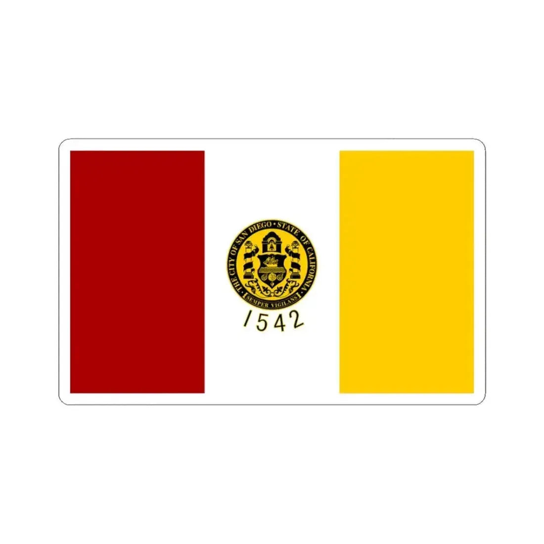 Flag of San Diego Goverment Variant (United States) STICKER Vinyl Kiss-Cut Decal 3 Inch White - The Sticker Space