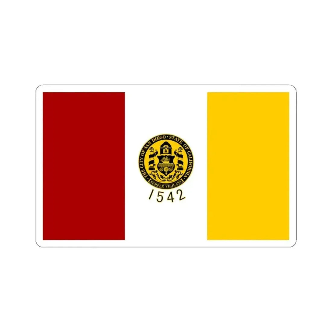 Flag of San Diego Goverment Variant (United States) STICKER Vinyl Kiss-Cut Decal 4 Inch White - The Sticker Space