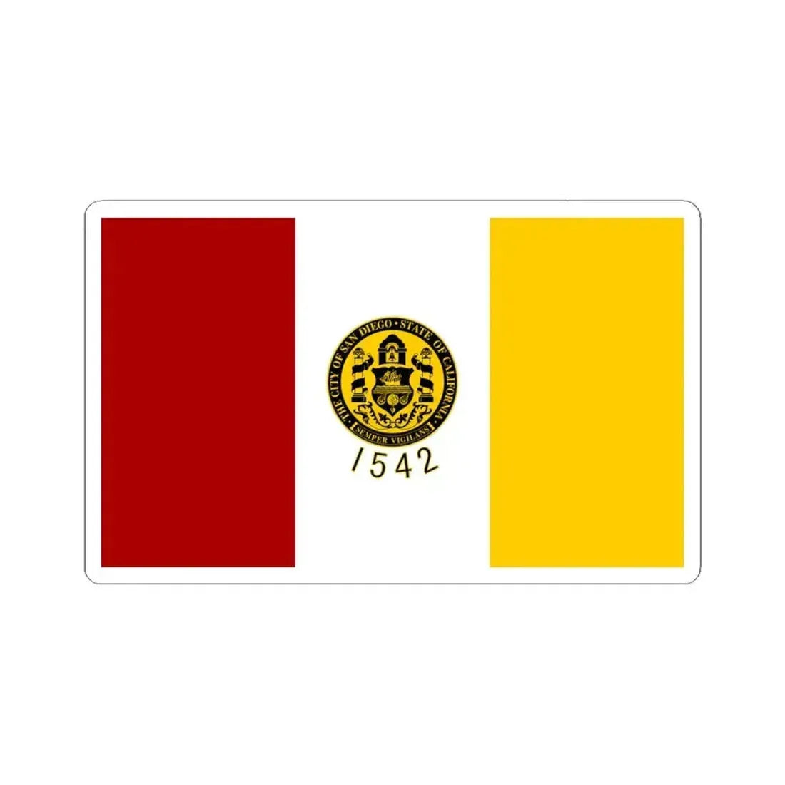 Flag of San Diego Goverment Variant (United States) STICKER Vinyl Kiss-Cut Decal 6 Inch White - The Sticker Space