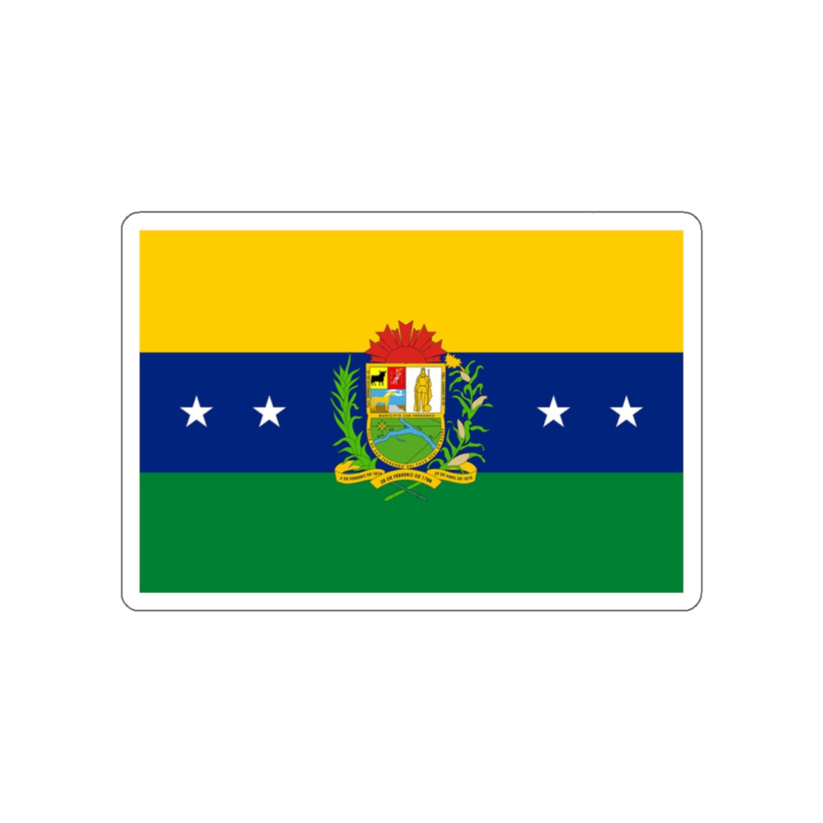 Flag of San Fernando de Apure Venezuela STICKER Vinyl Die-Cut Decal-White-The Sticker Space