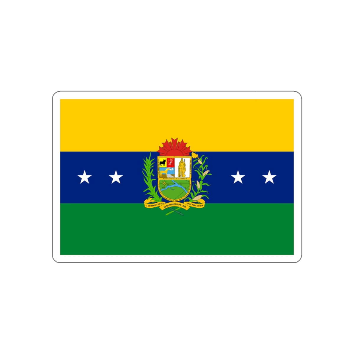 Flag of San Fernando de Apure Venezuela STICKER Vinyl Die-Cut Decal-White-The Sticker Space