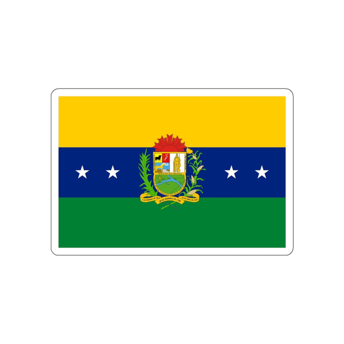 Flag of San Fernando de Apure Venezuela STICKER Vinyl Die-Cut Decal-White-The Sticker Space