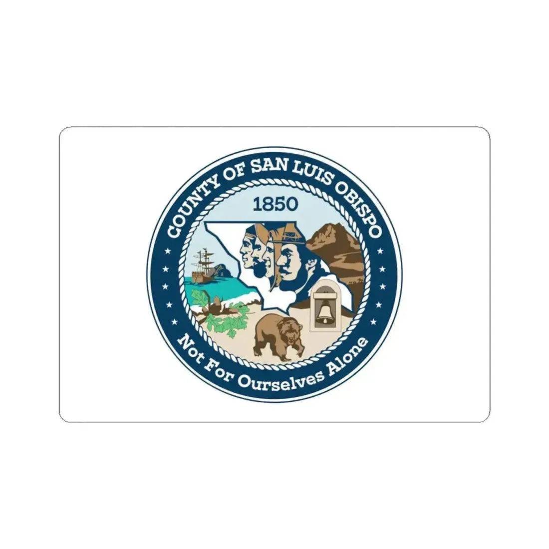 Flag of San Luis Obispo County California (United States) STICKER Vinyl Kiss-Cut Decal 4 Inch White - The Sticker Space