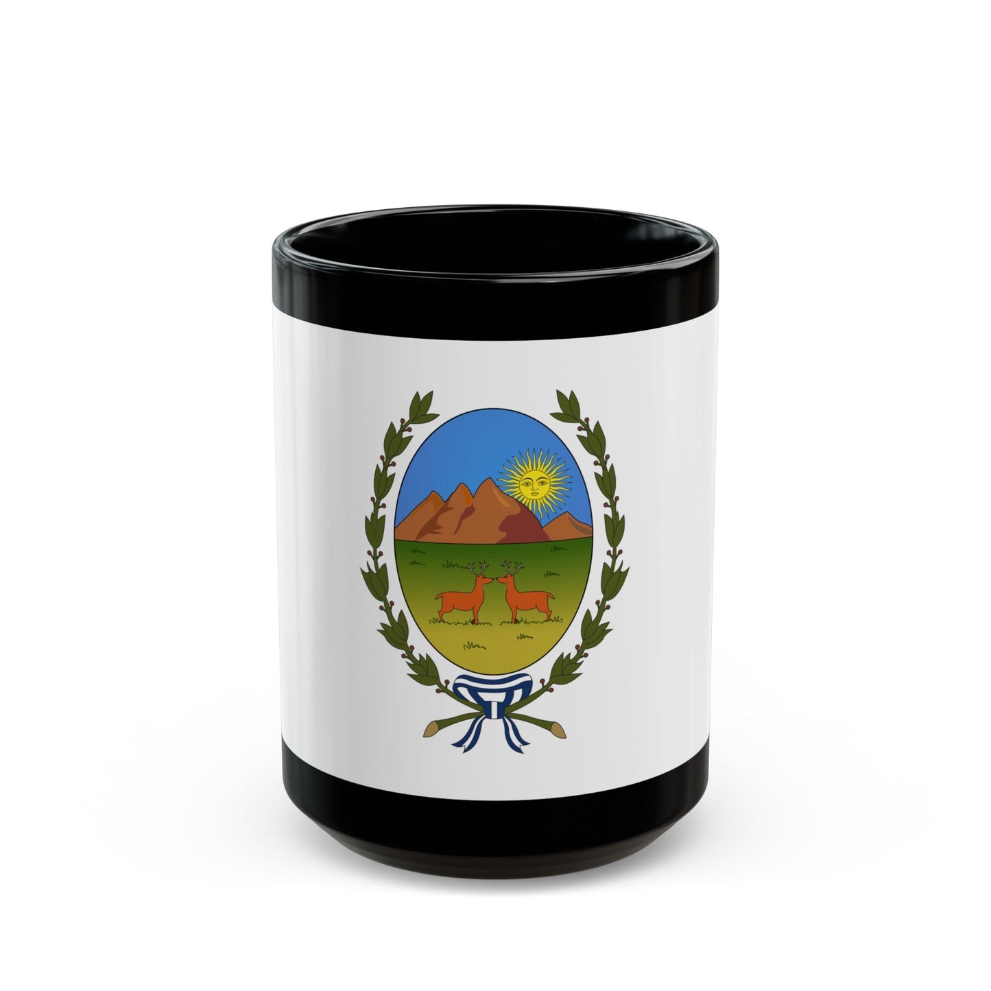 Flag of San Luis Province Argentina - Black Coffee Mug-15oz-The Sticker Space