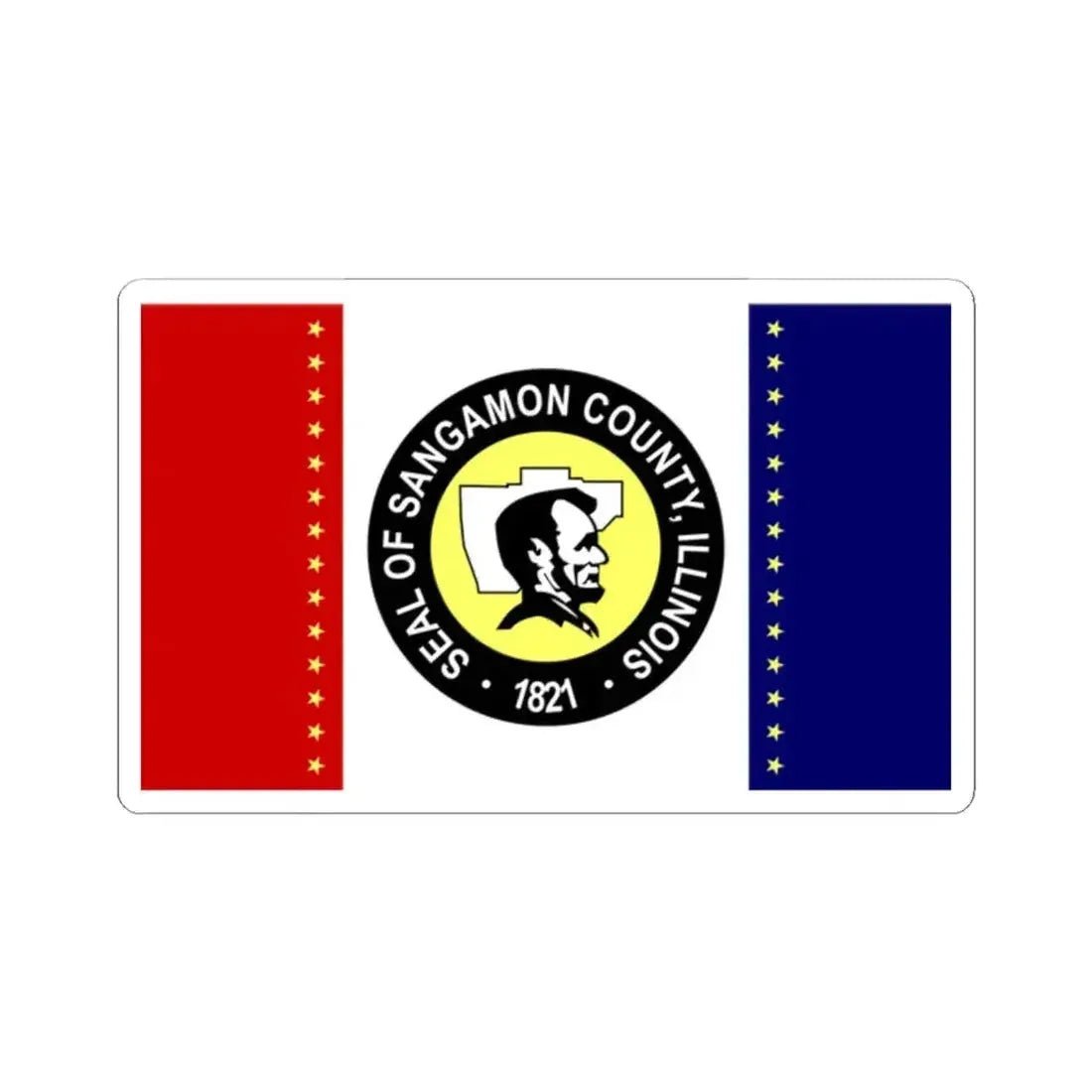 Flag of Sangamon County Illinois (United States) STICKER Vinyl Kiss-Cut Decal 2 Inch White - The Sticker Space