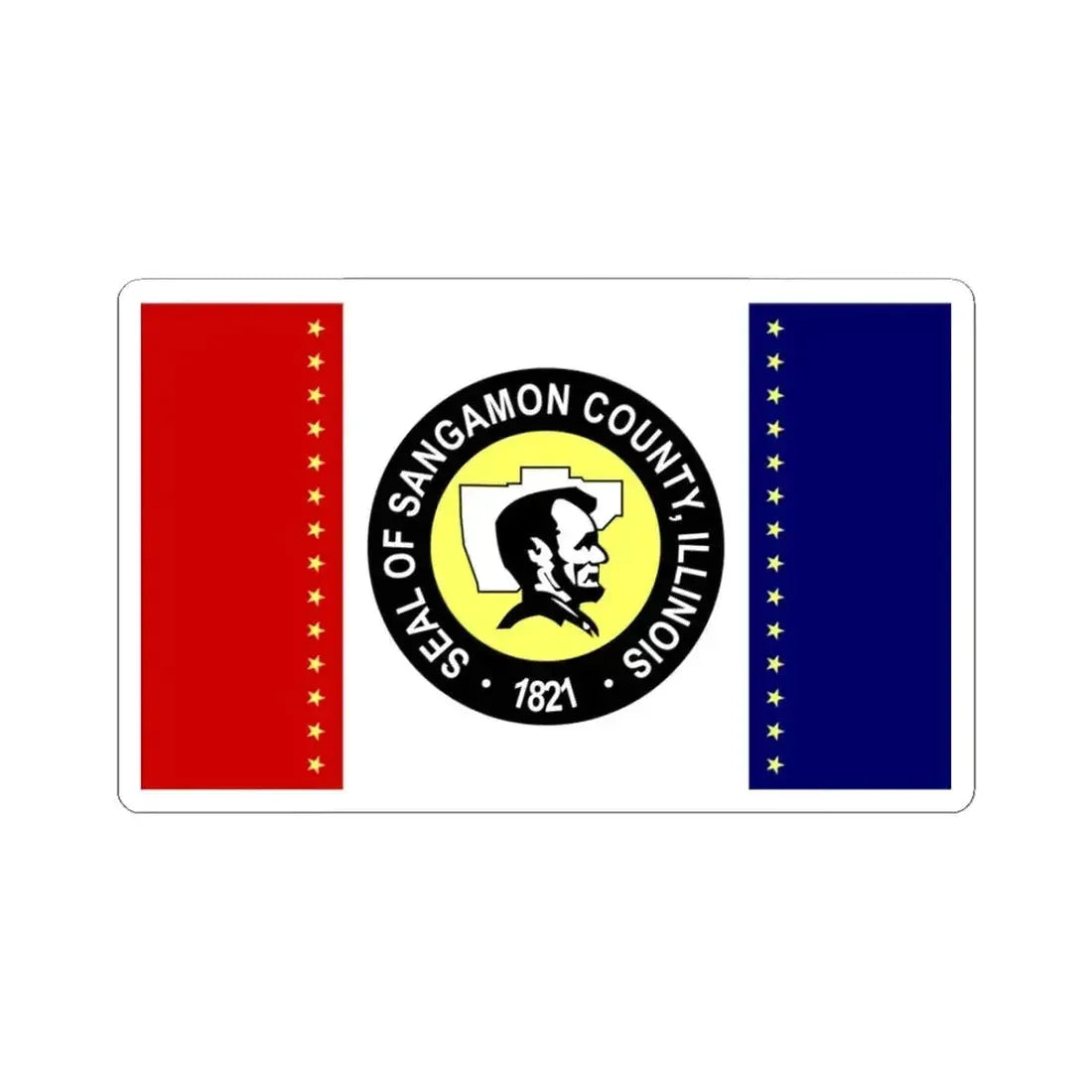 Flag of Sangamon County Illinois (United States) STICKER Vinyl Kiss-Cut Decal 3 Inch White - The Sticker Space