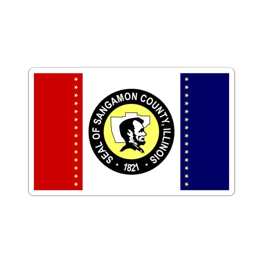 Flag of Sangamon County Illinois (United States) STICKER Vinyl Kiss-Cut Decal 4 Inch White - The Sticker Space