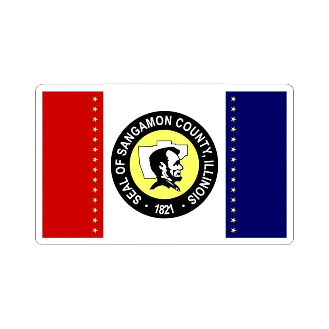 Flag of Sangamon County Illinois (United States) STICKER Vinyl Kiss-Cut Decal 6 Inch White - The Sticker Space