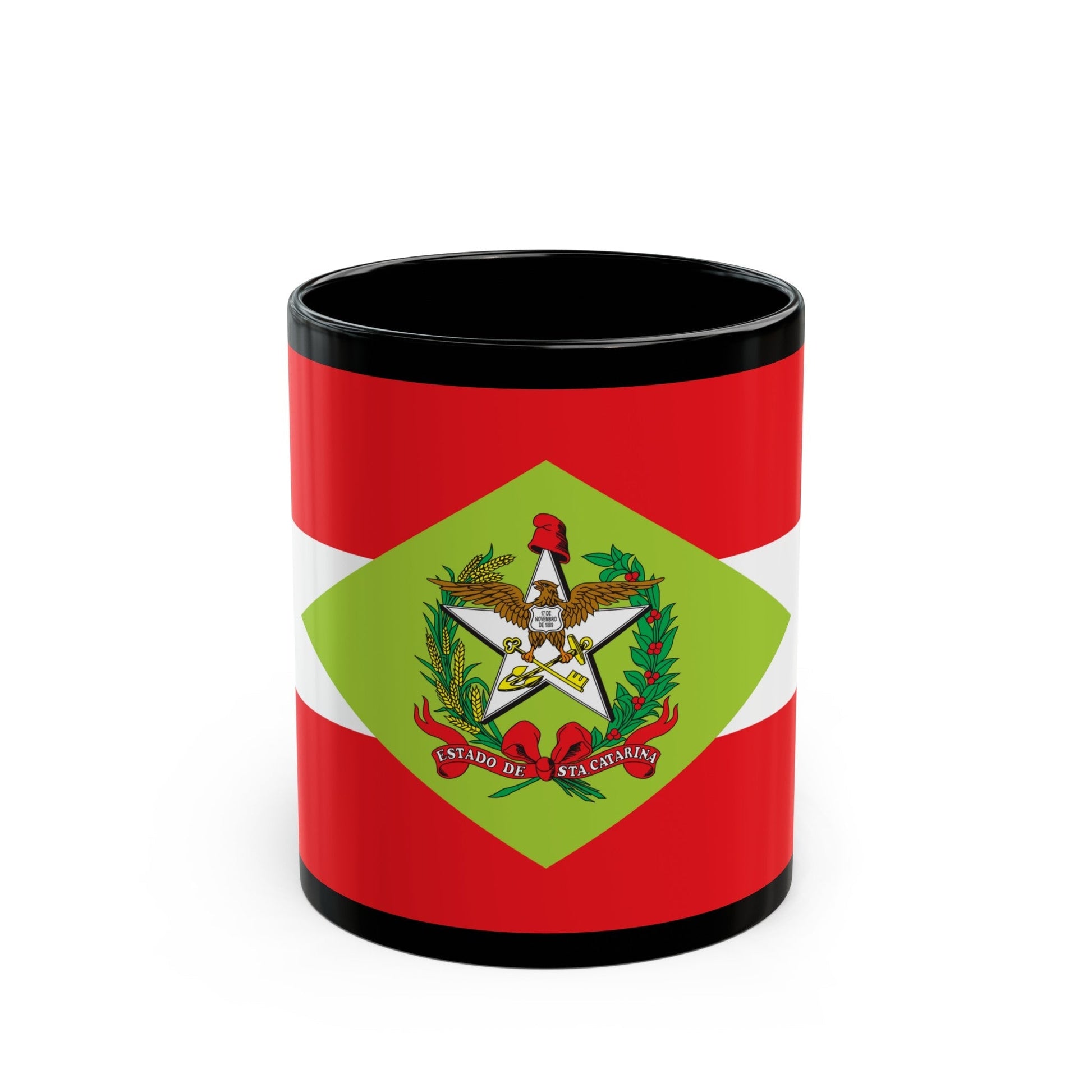 Flag of Santa Catarina Brazil - Black Coffee Mug-11oz-The Sticker Space