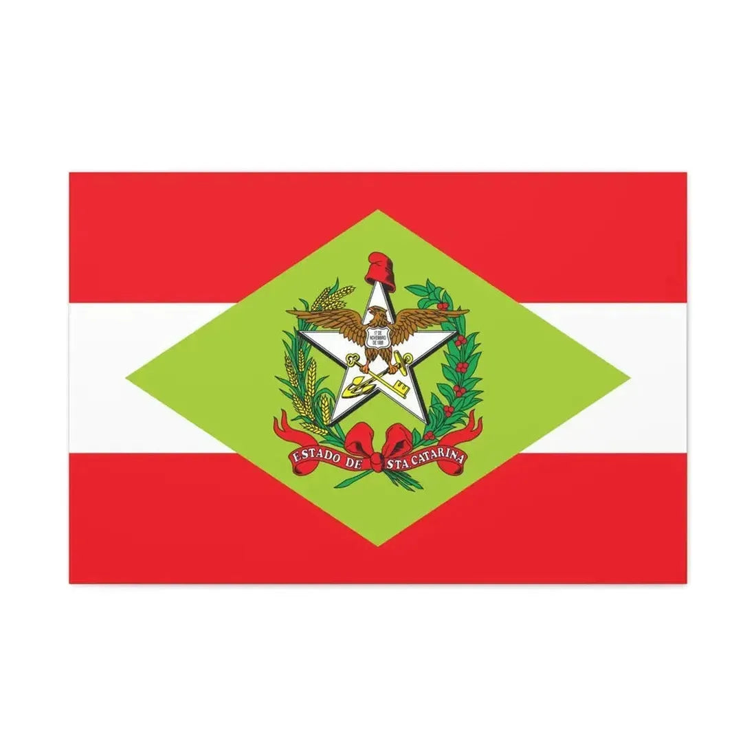 Flag of Santa Catarina Brazil - Canvas Wall Art 36" x 24" 1.25" - The Sticker Space