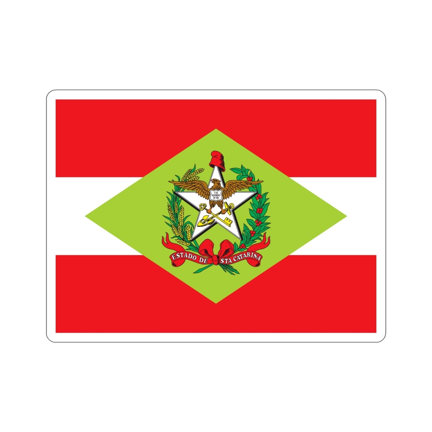 Flag of Santa Catarina Brazil STICKER Vinyl Die-Cut Decal-4 Inch-The Sticker Space