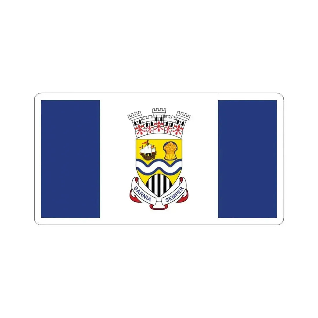 Flag of Sarnia Ontario (Canada) STICKER Vinyl Kiss-Cut Decal 4 Inch White - The Sticker Space