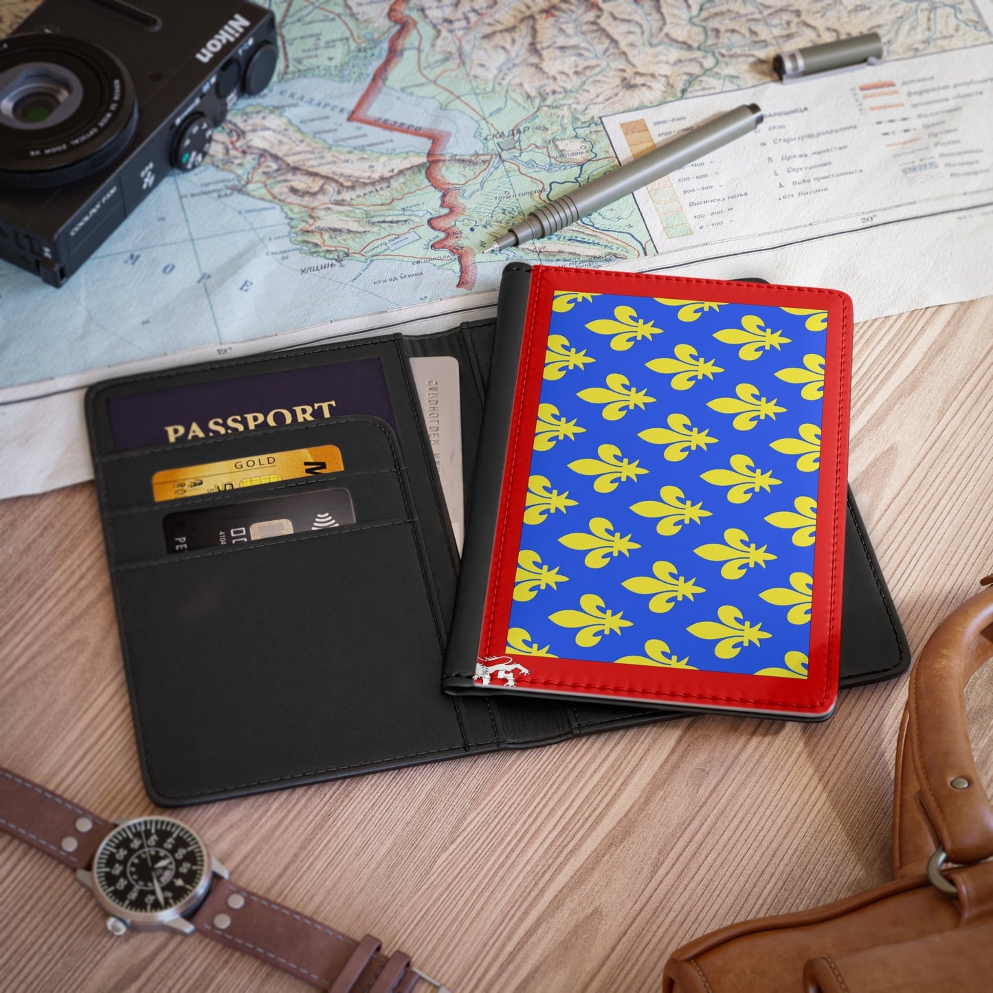 Flag of Sarthe France 2 - Passport Holder