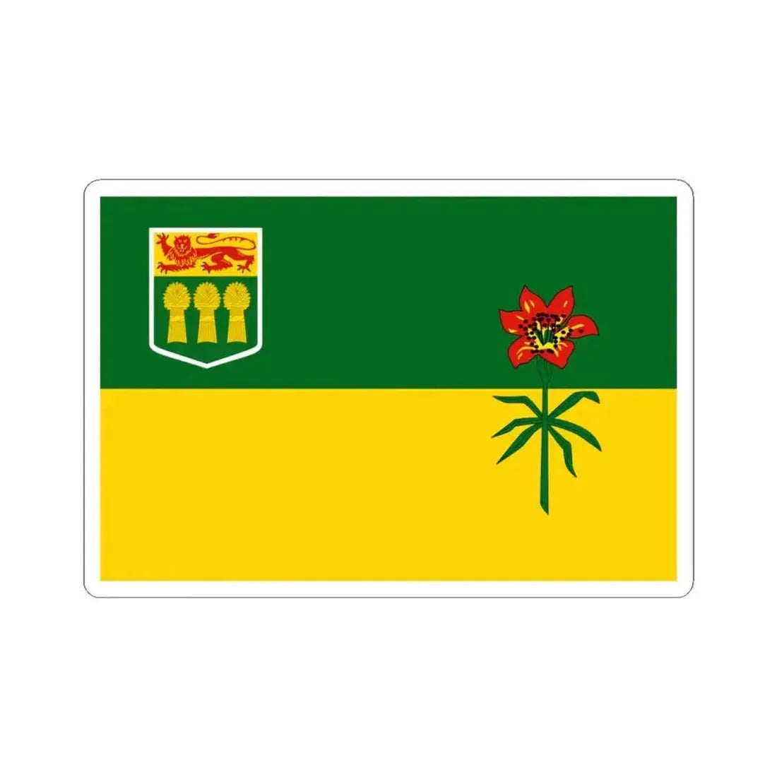 Flag of Saskatchewan 3-2 (Canada) STICKER Vinyl Kiss-Cut Decal 4 Inch White - The Sticker Space