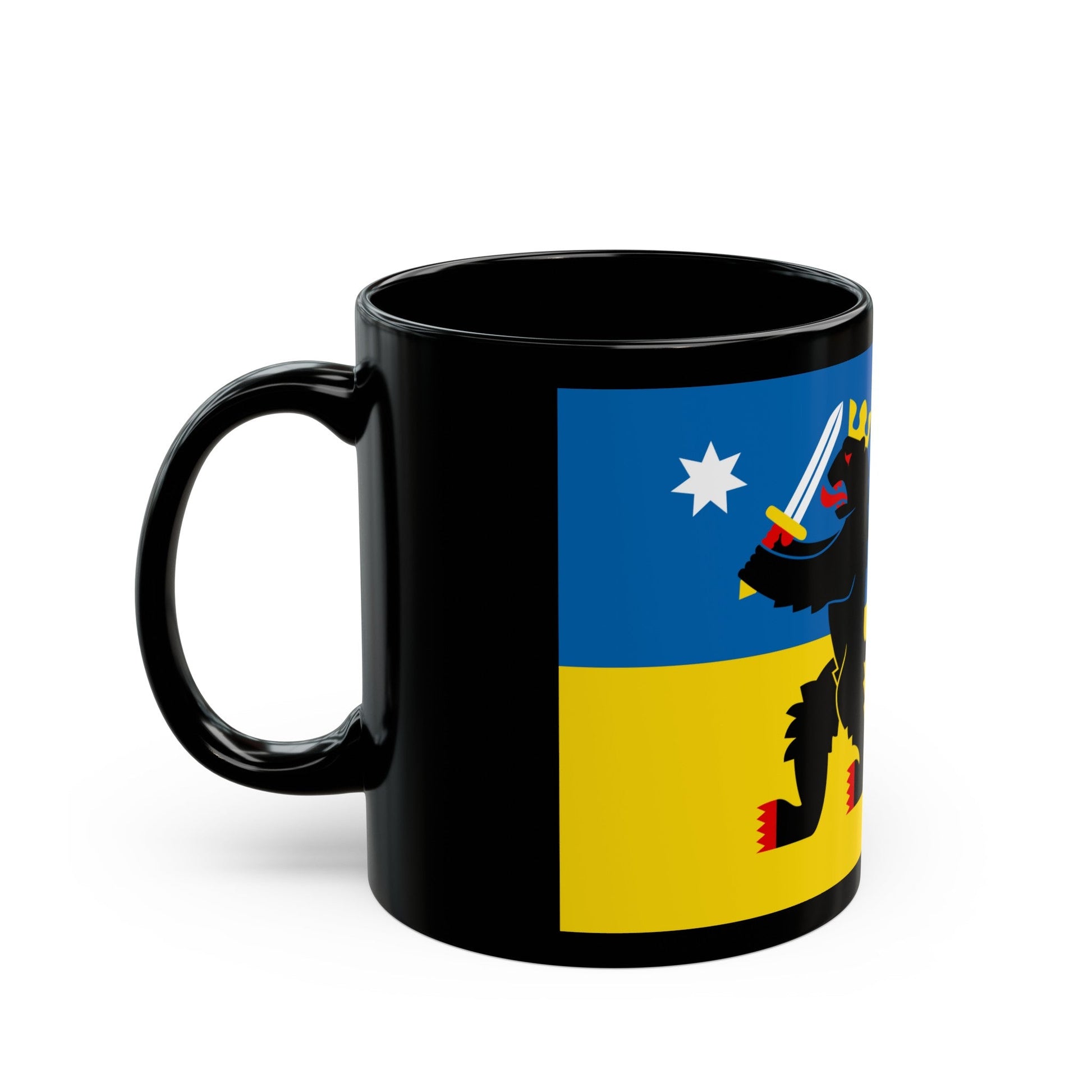 Flag of Satakunta Finland - Black Coffee Mug-The Sticker Space