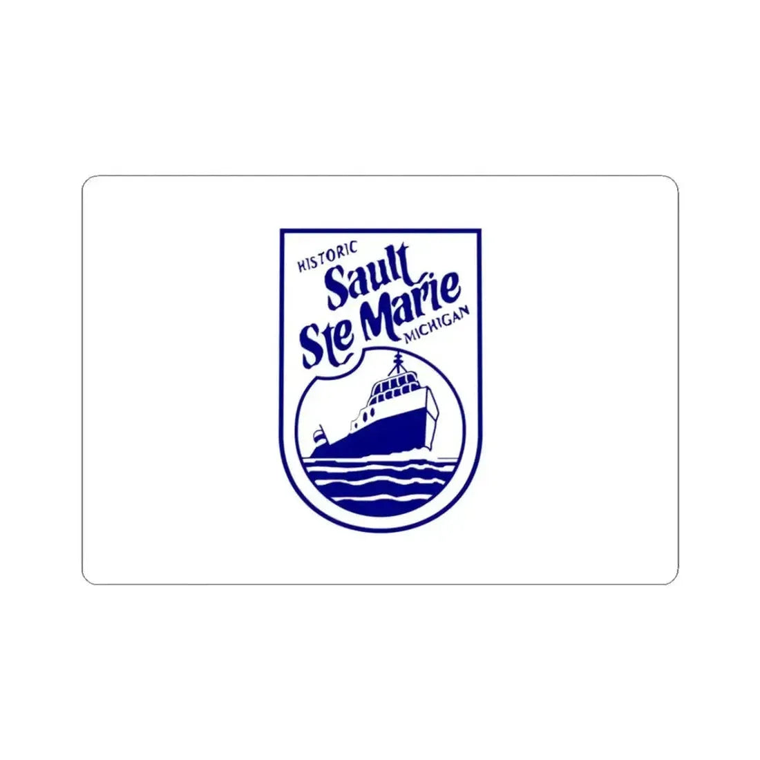 Flag of Sault Ste. Marie Michigan (United States) STICKER Vinyl Kiss-Cut Decal 3 Inch White - The Sticker Space