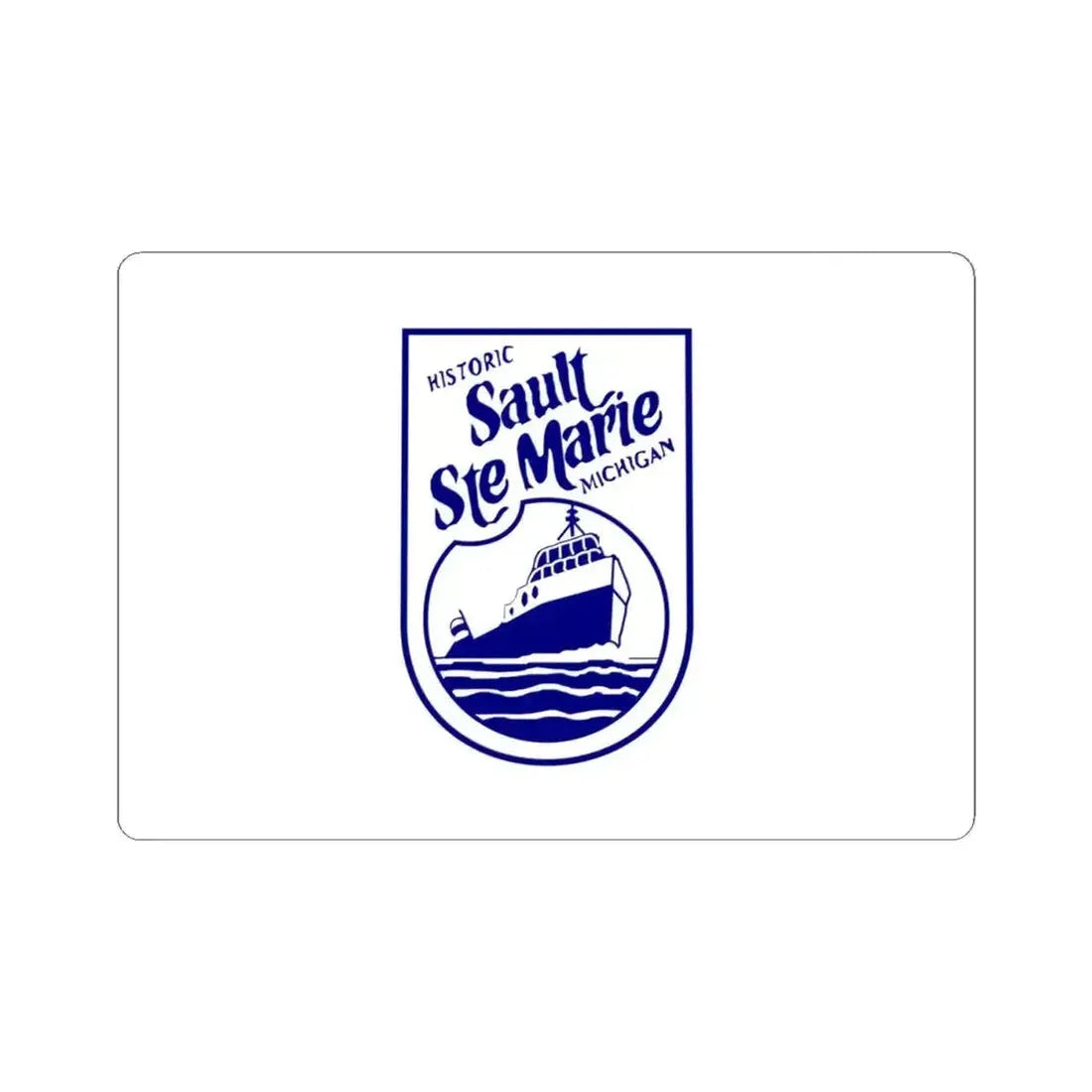 Flag of Sault Ste. Marie Michigan (United States) STICKER Vinyl Kiss-Cut Decal 4 Inch White - The Sticker Space