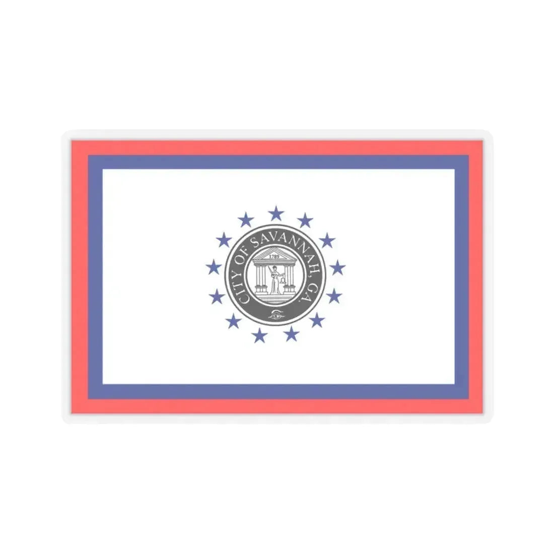 Flag of Savannah, Georgia - STICKER Vinyl Kiss-Cut Decal 3 Inch Transparent - The Sticker Space