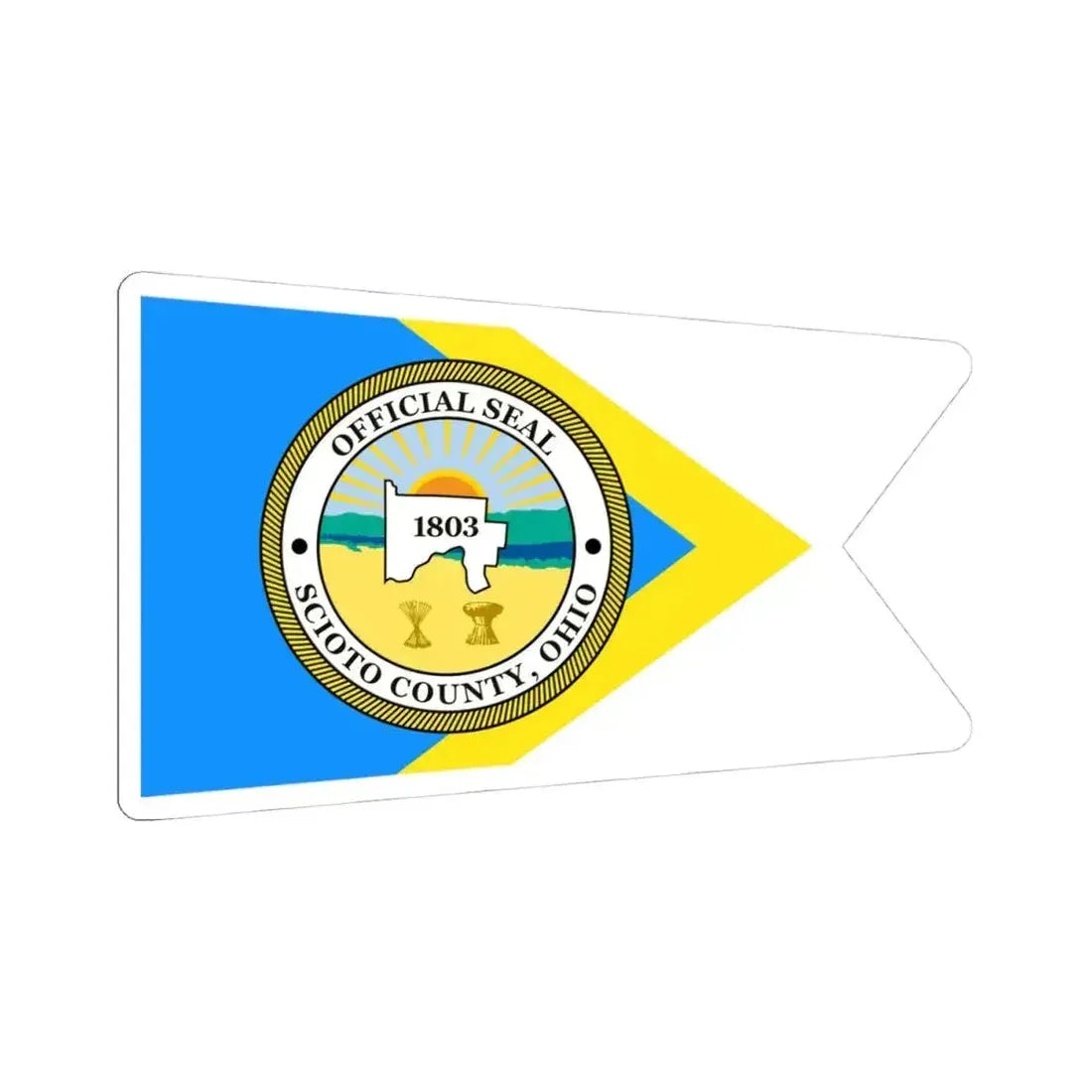 Flag of Scioto County Ohio (United States) STICKER Vinyl Kiss-Cut Decal 4 Inch White - The Sticker Space