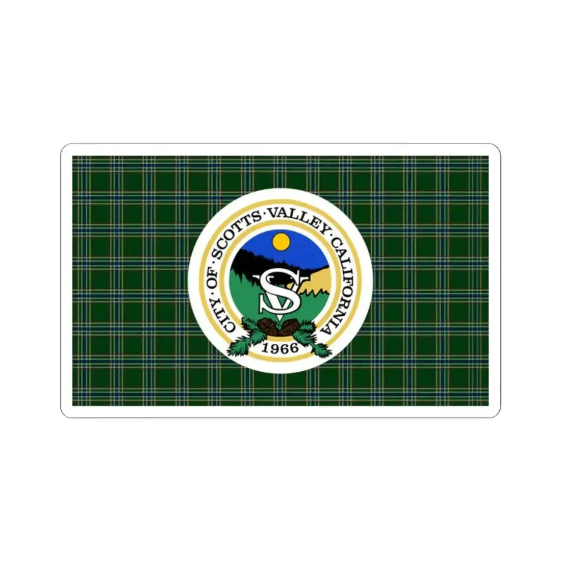 Flag of Scotts Valley California (United States) STICKER Vinyl Kiss-Cut Decal 2 Inch White - The Sticker Space