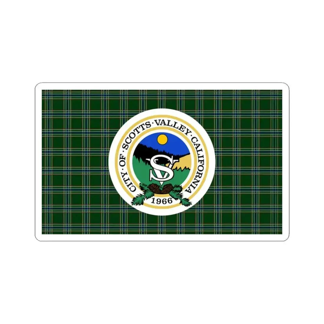Flag of Scotts Valley California (United States) STICKER Vinyl Kiss-Cut Decal 3 Inch White - The Sticker Space