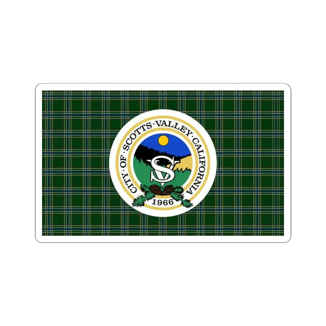 Flag of Scotts Valley California (United States) STICKER Vinyl Kiss-Cut Decal 4 Inch White - The Sticker Space