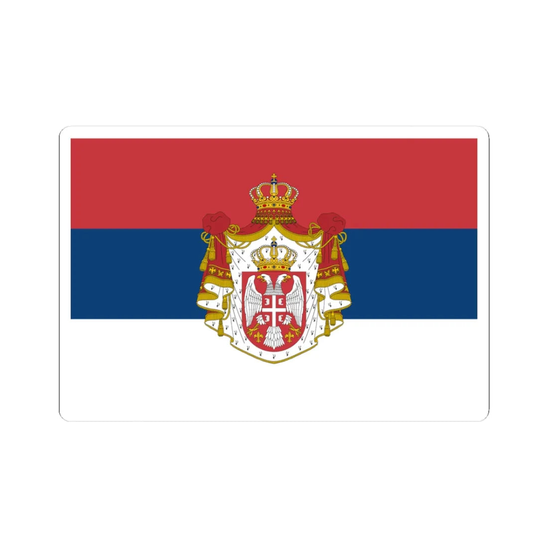 Flag of Serbia 1882-1918 (Serbia) STICKER Vinyl Kiss-Cut Decal 3 Inch White - The Sticker Space