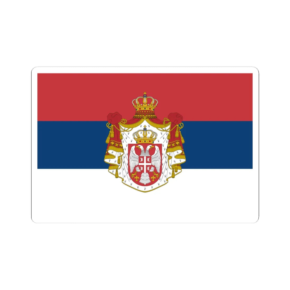 Flag of Serbia 1882-1918 (Serbia) STICKER Vinyl Kiss-Cut Decal 4 Inch White - The Sticker Space