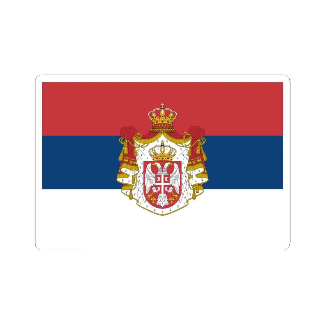 Flag of Serbia 1882-1918 (Serbia) STICKER Vinyl Kiss-Cut Decal 6 Inch White - The Sticker Space