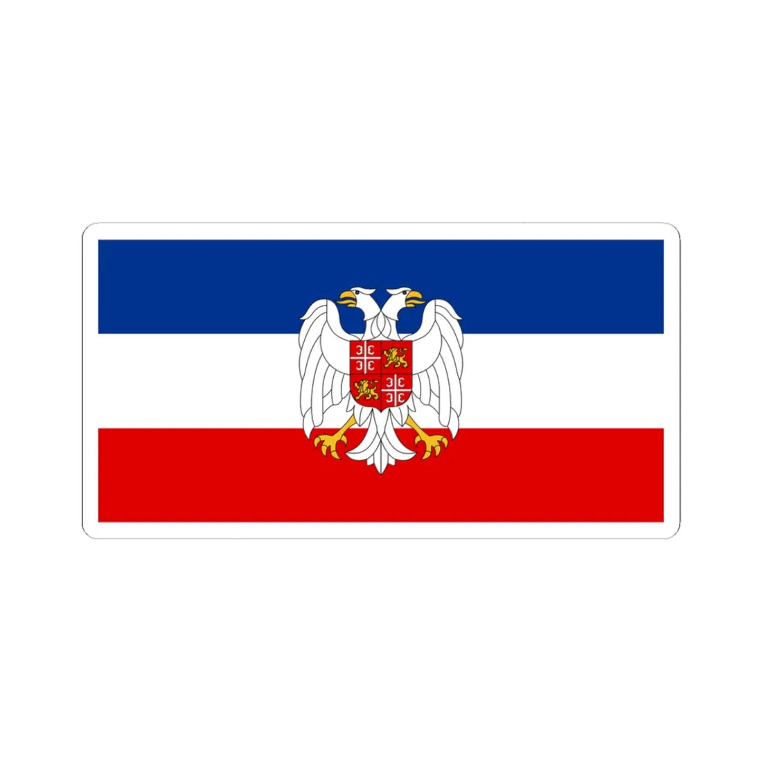 Flag of Serbia and Montenegro with coat of arms variant (Yugoslavia) STICKER Vinyl Kiss-Cut Decal 3 Inch White - The Sticker Space